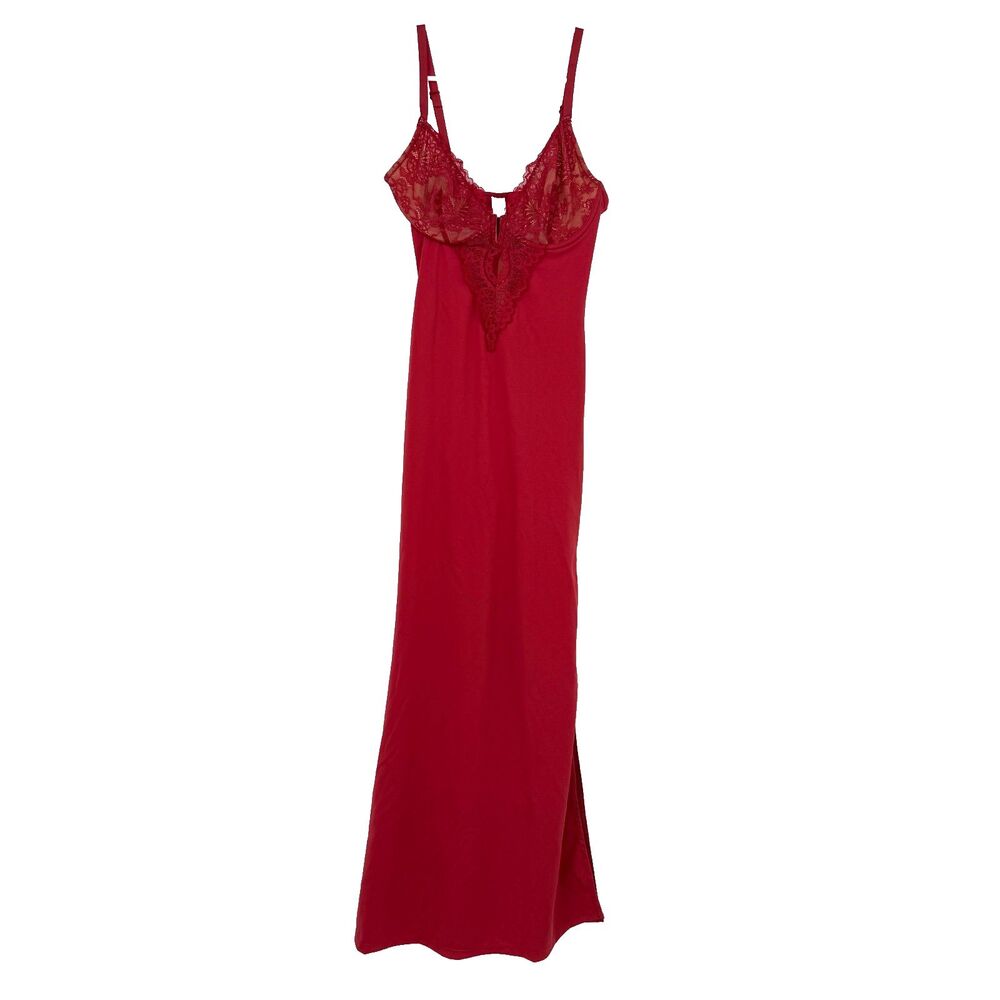 Popilush Shapewear Lace V Neck Side Slit Slimming Maxi Slip Dress NEW Size S
